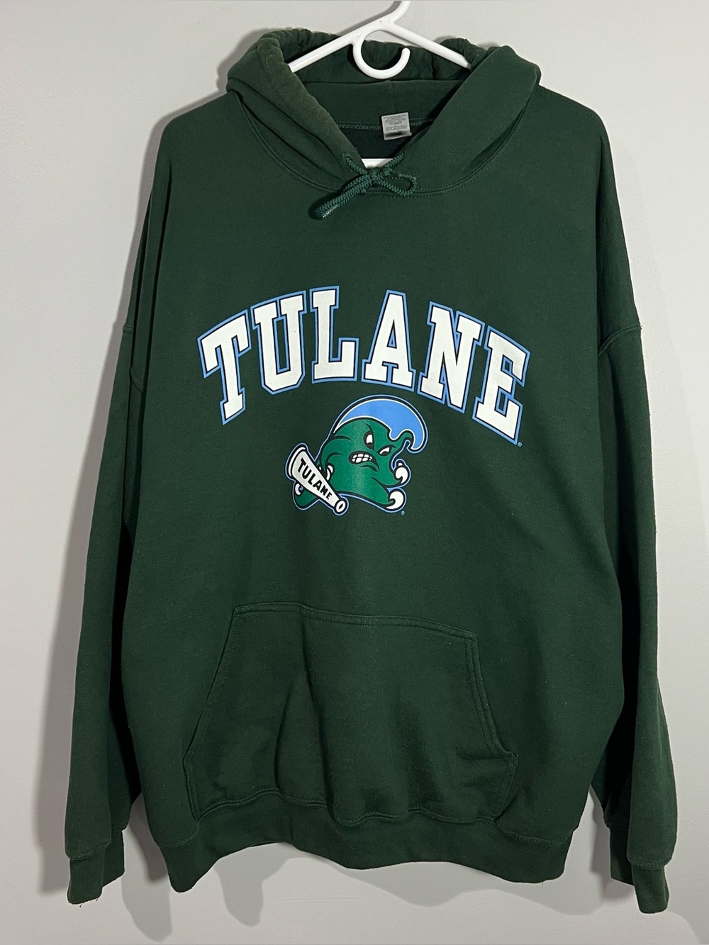 Tulane University Green Wave Long Sleeve Pullover Sweatshirt Hoodie Mens 2XL